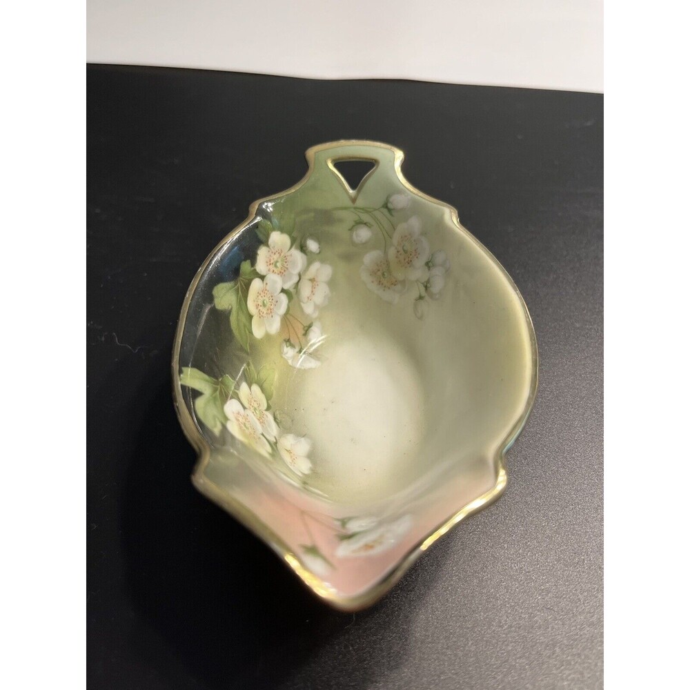 Vintage R.S Prussia Floral Candy Trinket Bowl Dish Gold Rim